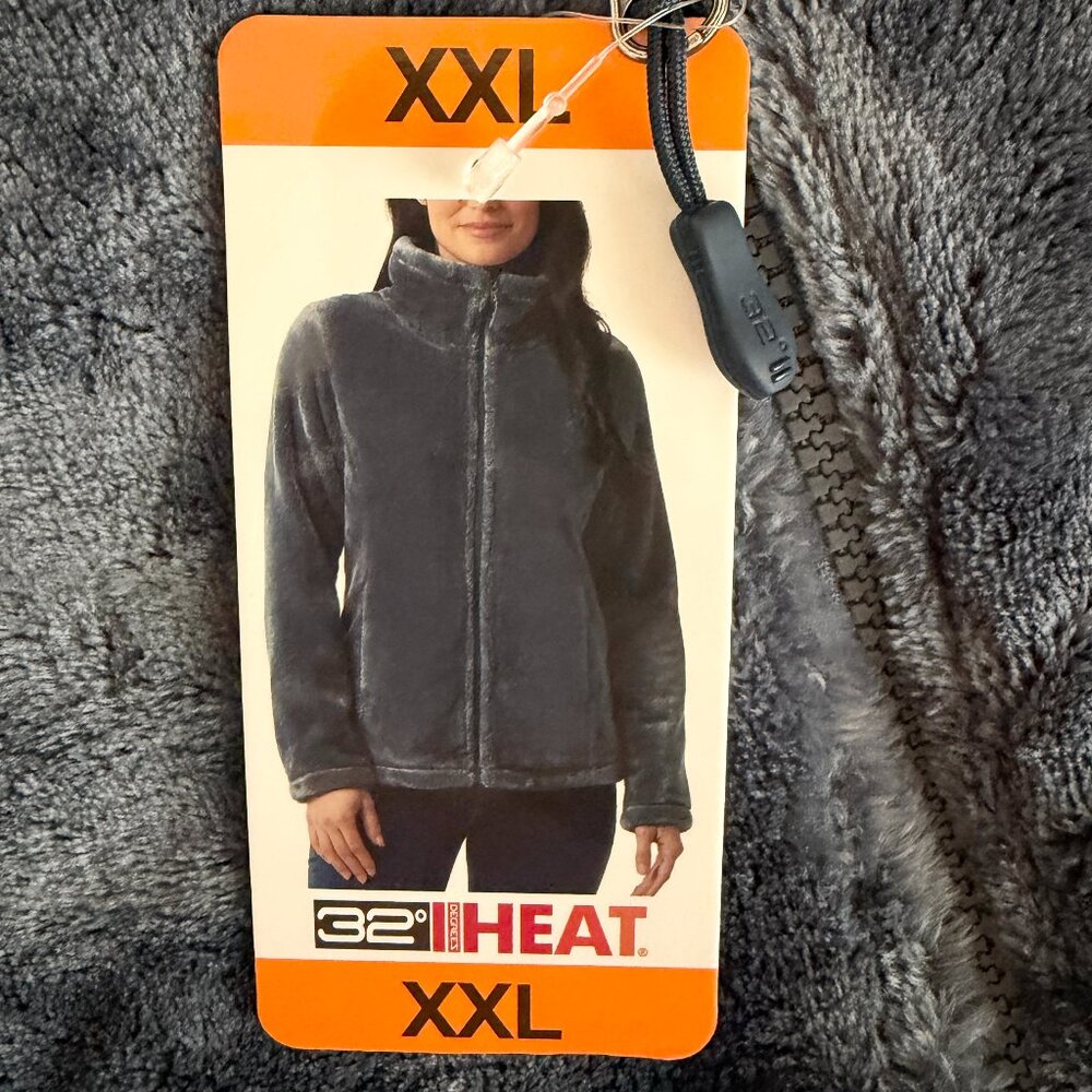 32 Degrees Women's Plush Jacket Size XXL Blue Full Zip Super Soft Lightweight - Picture 14 of 14